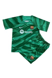 Barcelona Maalivahti Jalkapallovaatteet Lasten Kotipeliasu 2023-24 Lyhythihainen (+ Lyhyet housut)